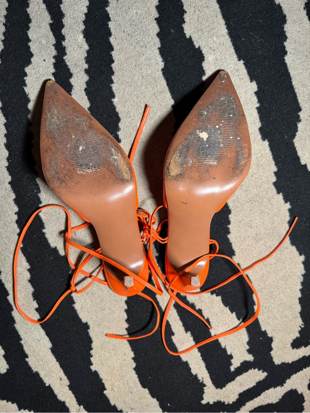 ASOS DESIGN Prize tie leg high heeled shoes in orange - Picture 4 of 5